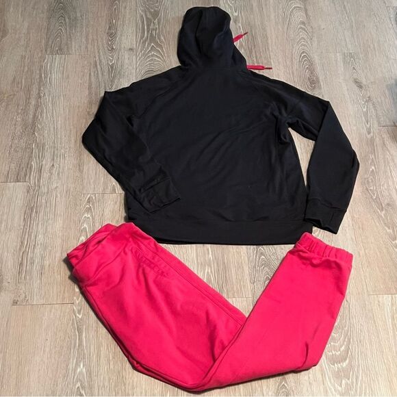 Y2K Adidas Black Pink Fleece Sweatshirt Hoodie L - Picture 8 of 8